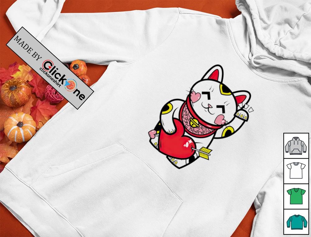 Neko cat Valentines heart shirt