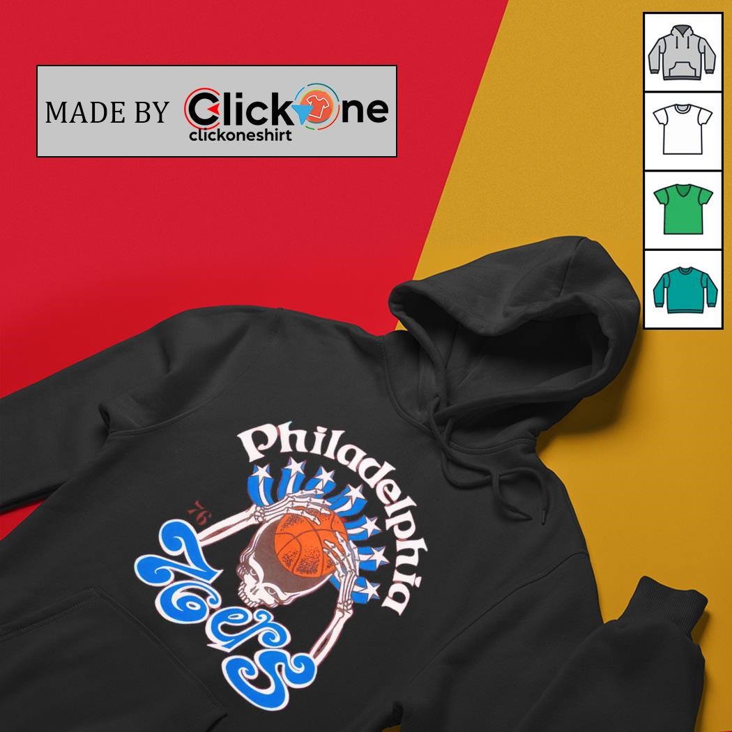 Philadelphia 76ers Youth NBA Grateful Dead skull shirt