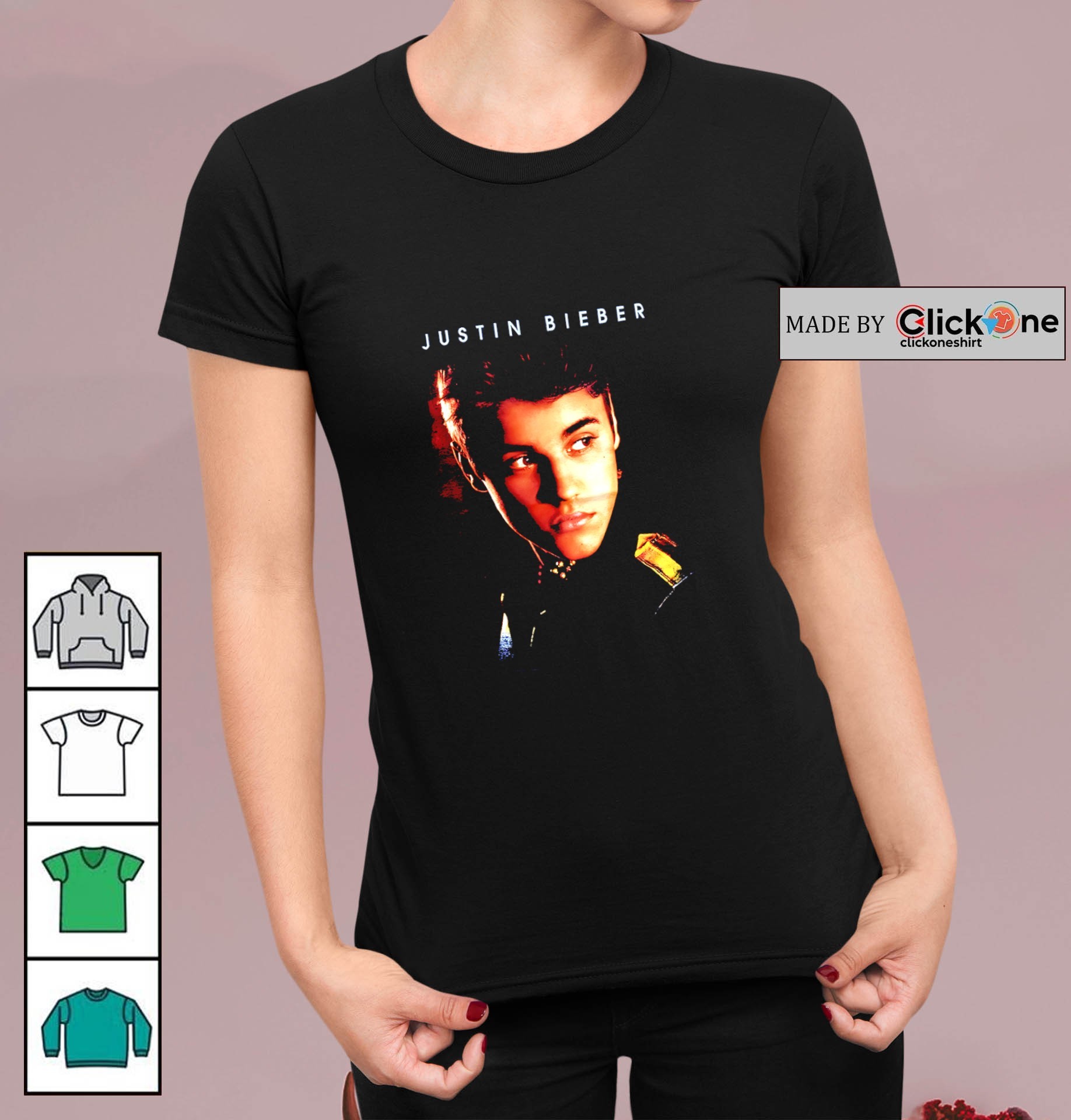 Justin Bieber wearing Justin Believe 2012 Believe Tour shirt