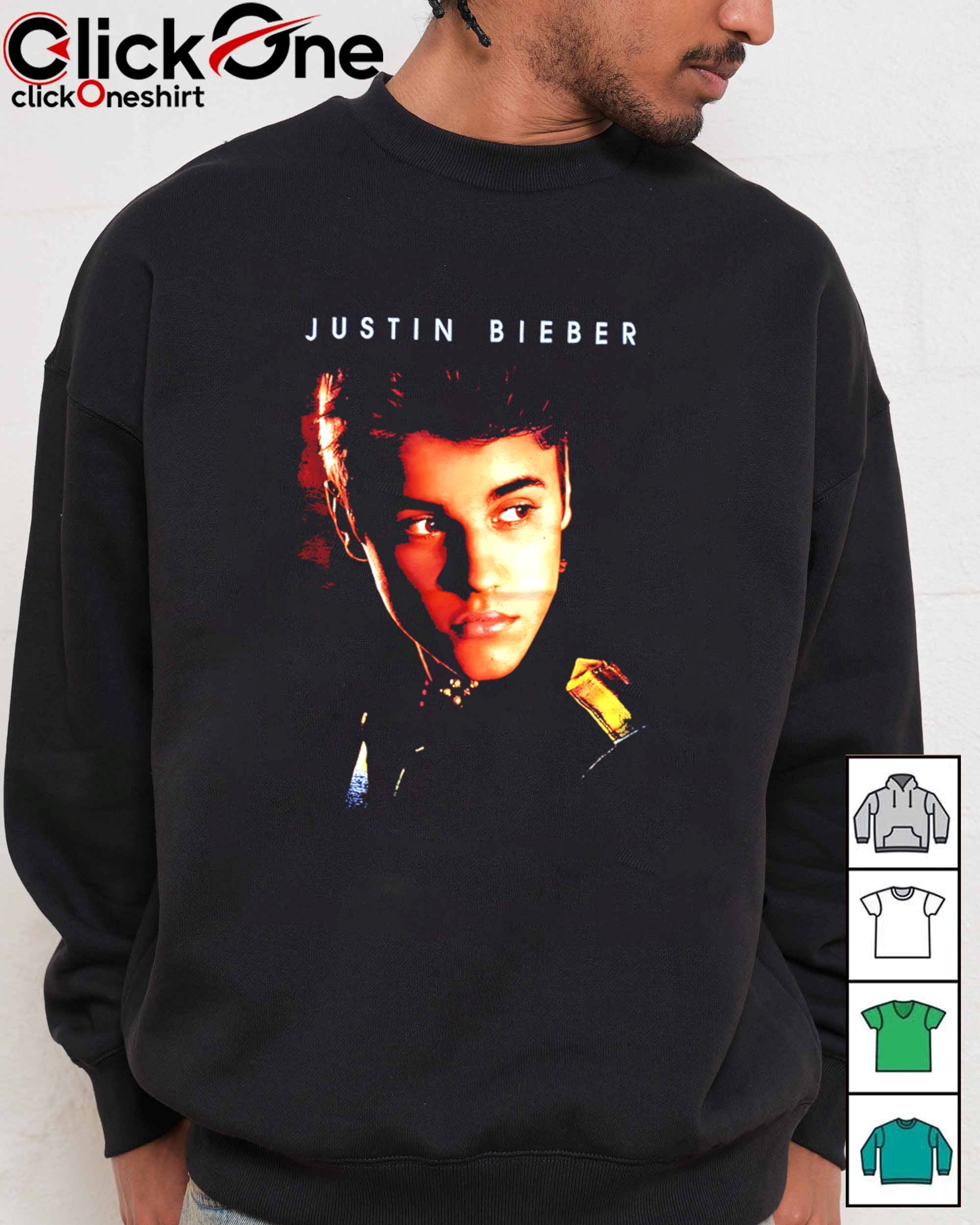 Justin Bieber wearing Justin Believe 2012 Believe Tour shirt