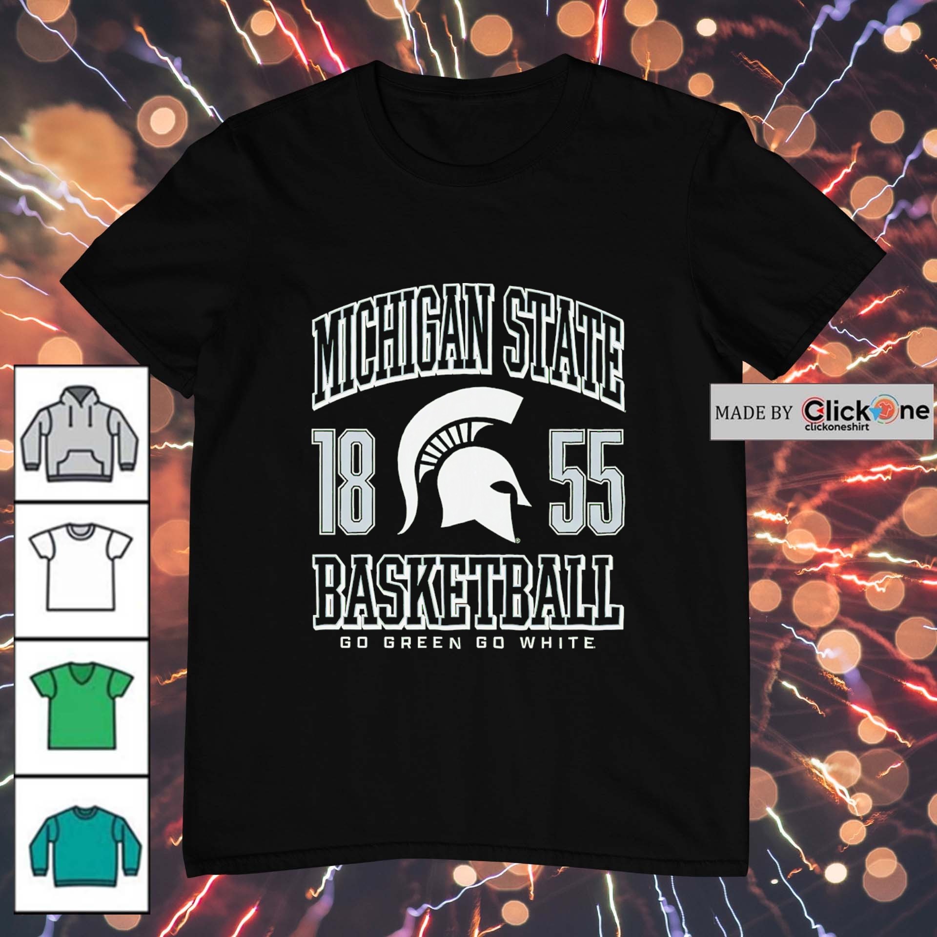 Michigan State Spartans basketball 1855 go green go white logo shirt,  hoodie, sweater, longsleeve and V-neck T-shirt, image size:1920x1920