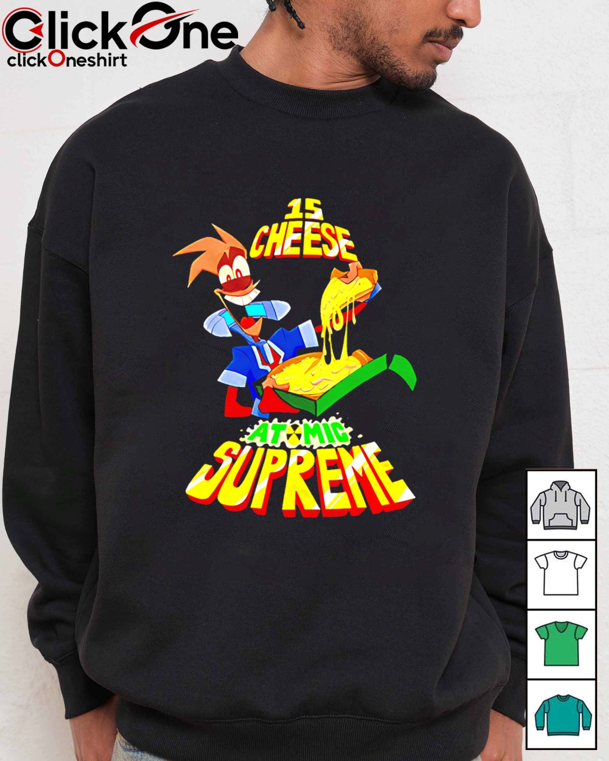 15 cheese atomic supreme pizza cartoon shirt, hoodie, sweater