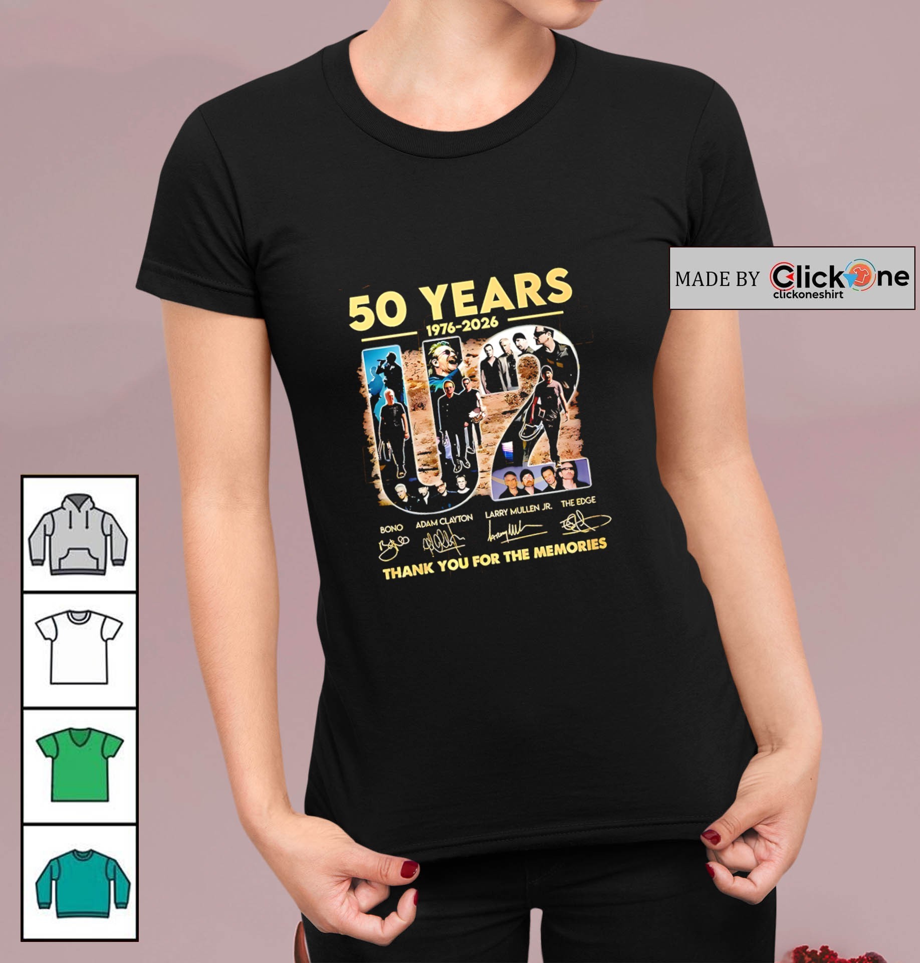 ミュージシャン U2 & BECK Tee Official U2 45th Anniversary 1976 2021 Signatures Thank You