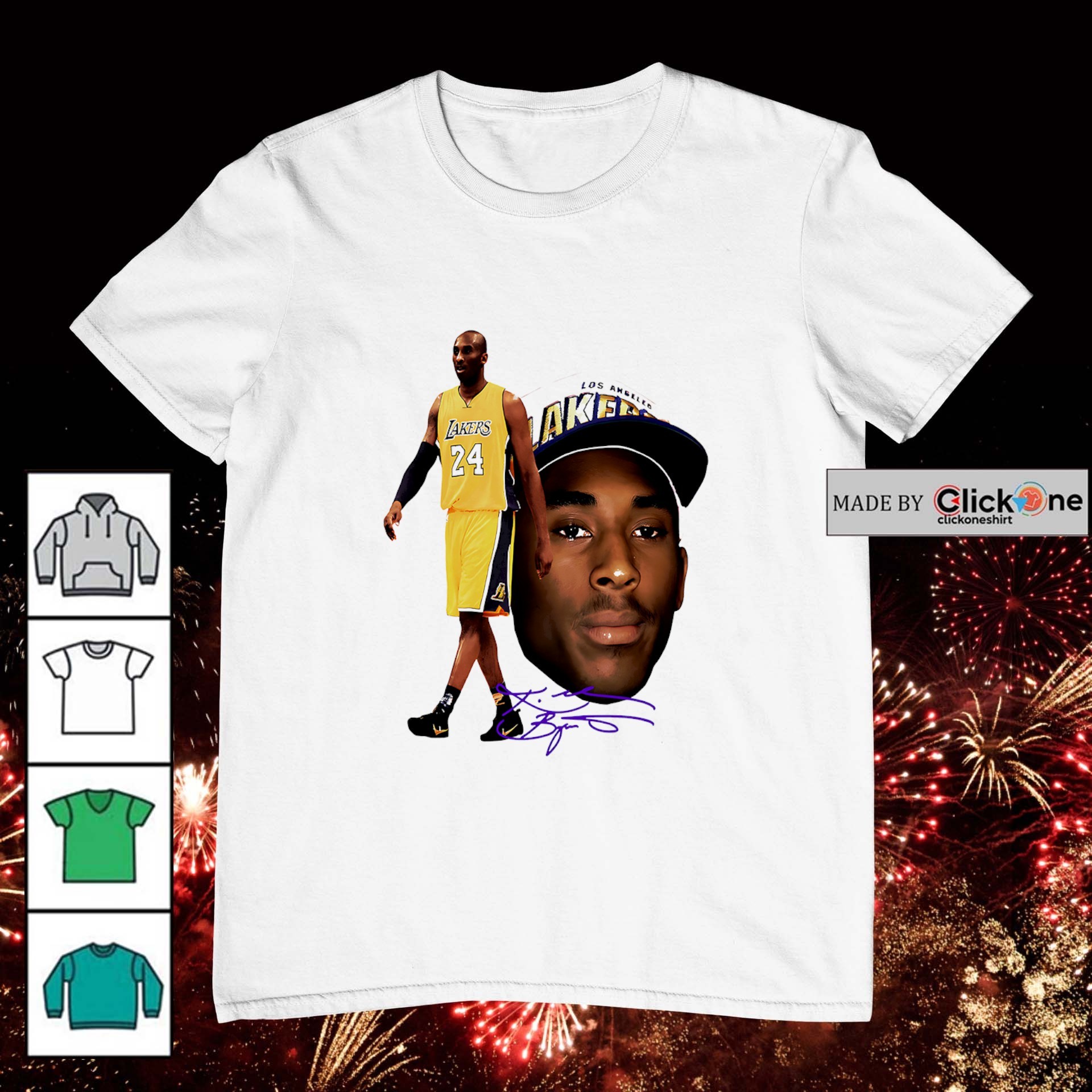 Kobe Bryant no.24 Los Angeles Lakers bigface signature graphic T
