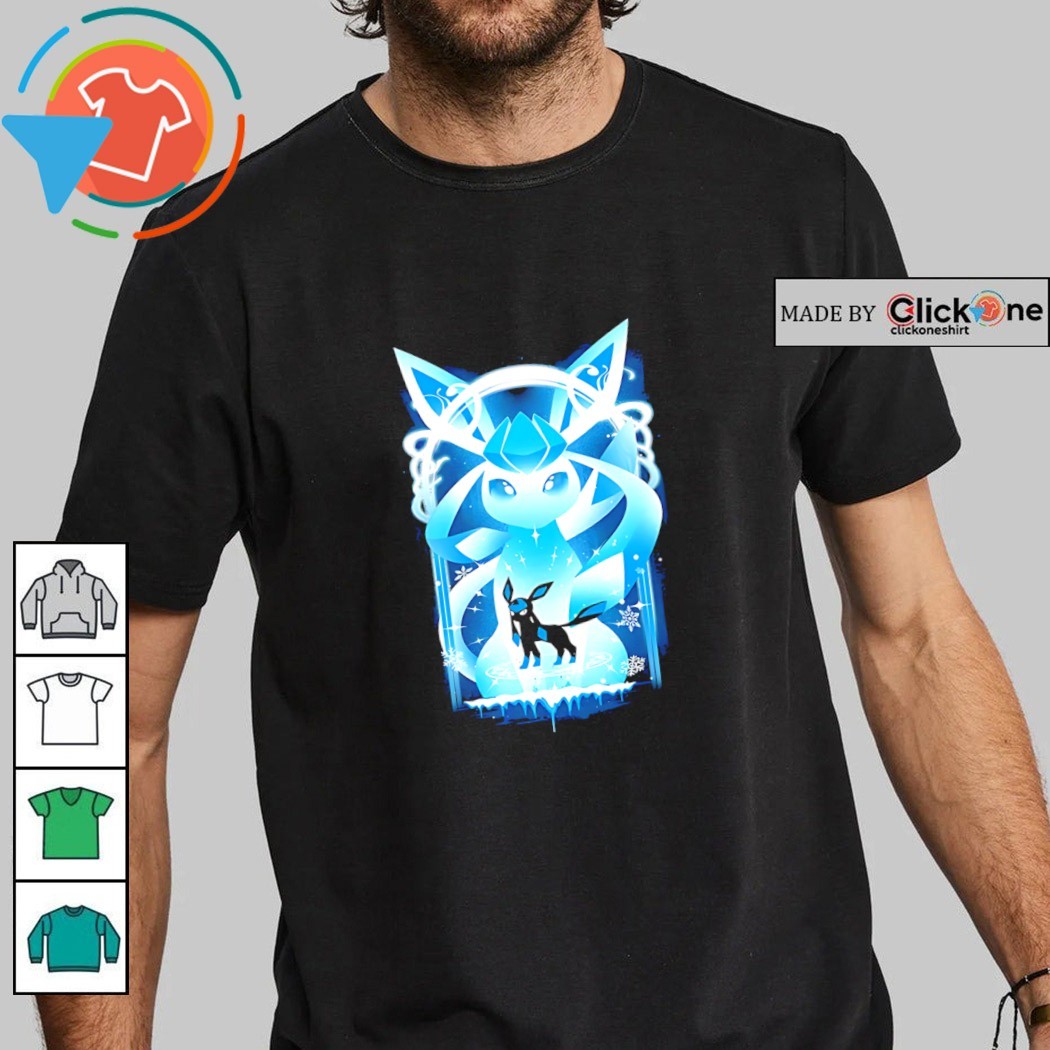 Pokémon Glaceon ice type monster silhouette shirt, hoodie, sweater,  longsleeve and V-neck T-shirt, image size:1050x1050