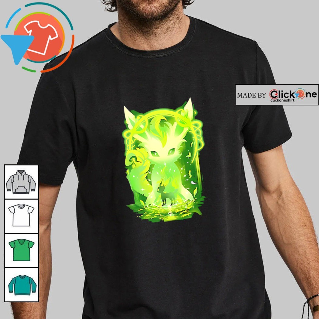 Pokémon Leafeon grass type monster silhouette shirt, hoodie, sweater,  longsleeve and V-neck T-shirt, image size:1050x1050
