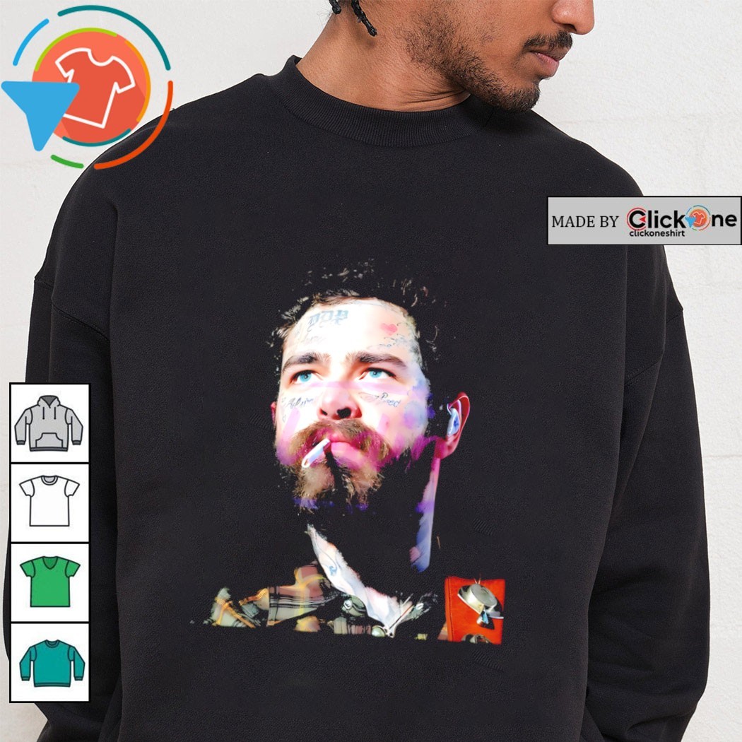 Post Malone smoking tattoo face music star vintage shirt, hoodie, sweater,  longsleeve and V-neck T-shirt