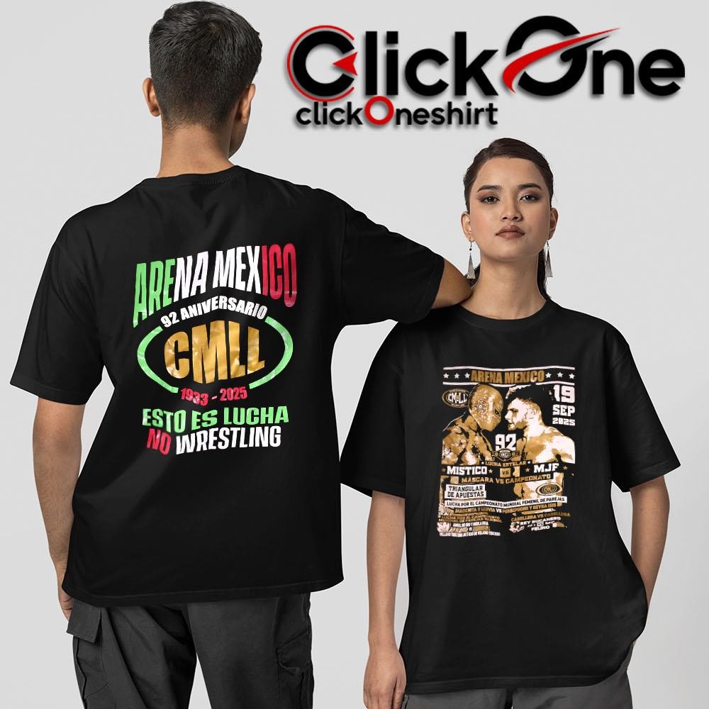 Cmll Mjf vs Mistico Arena Mexico two-sided T-shirt, hoodie