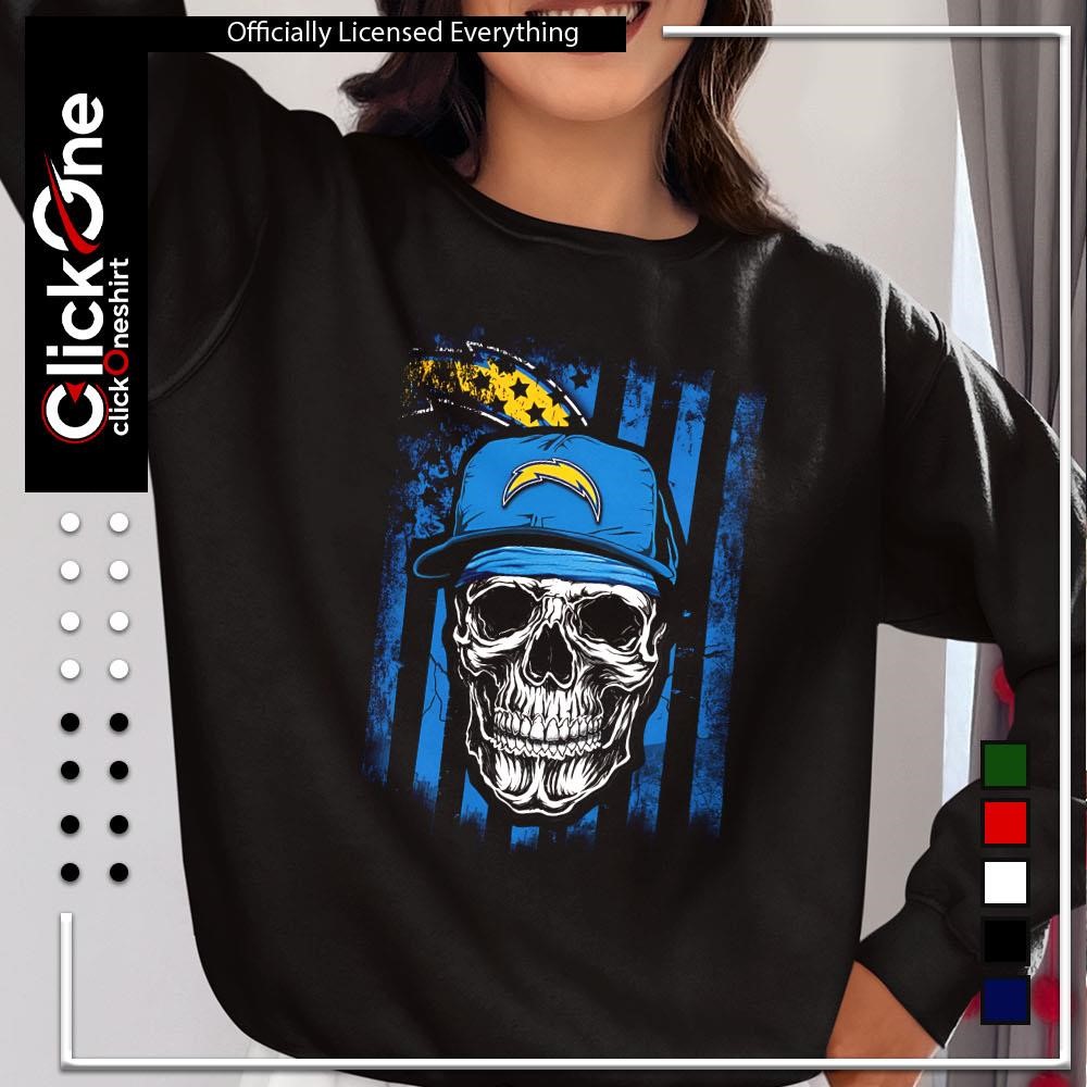 Los Angeles Chargers NFL skull American flag football lover