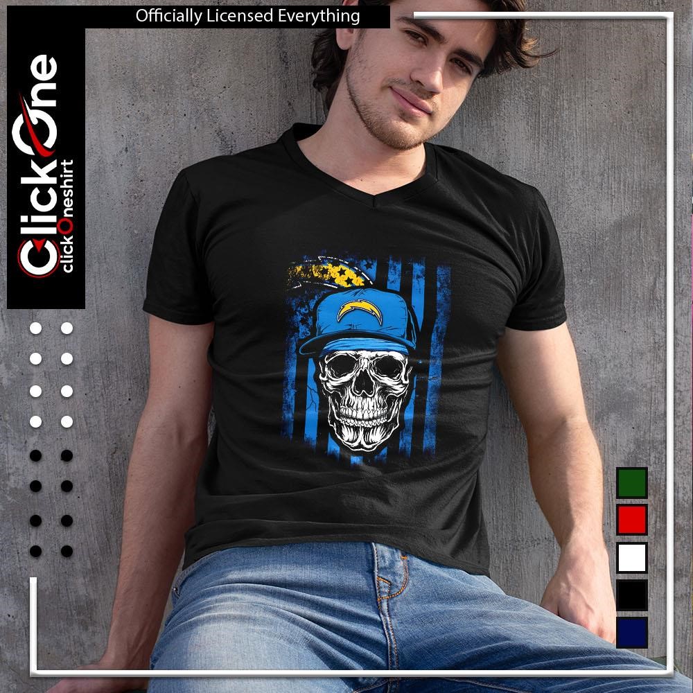 Los Angeles Chargers NFL skull American flag football lover