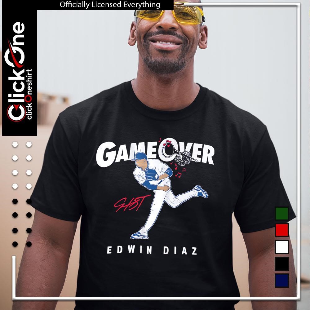 Edwin Diaz Los Angeles Dodgers baseball game over signature shirt