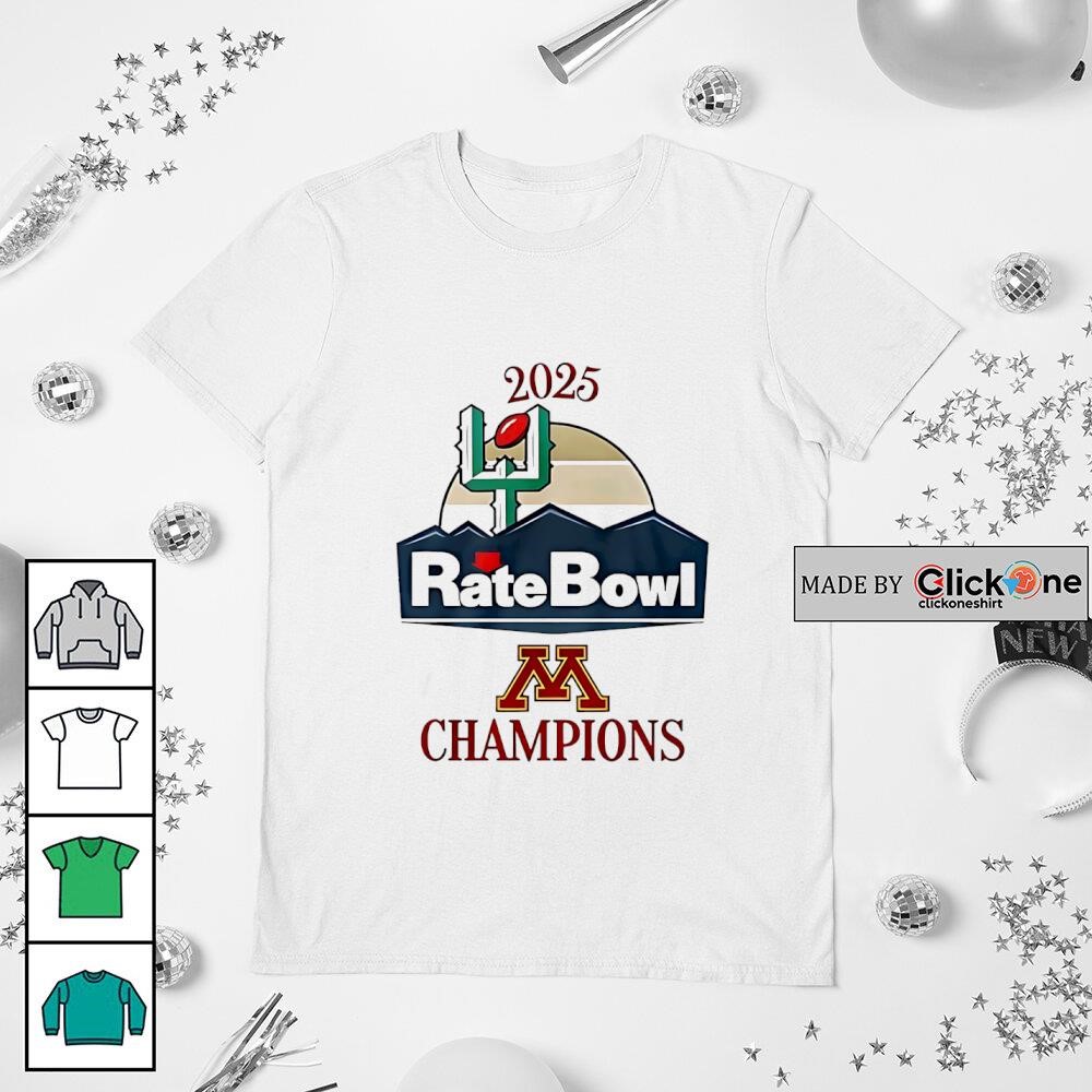 Minnesota Golden Gophers 2025 Rate Bowl Champions logo shirt