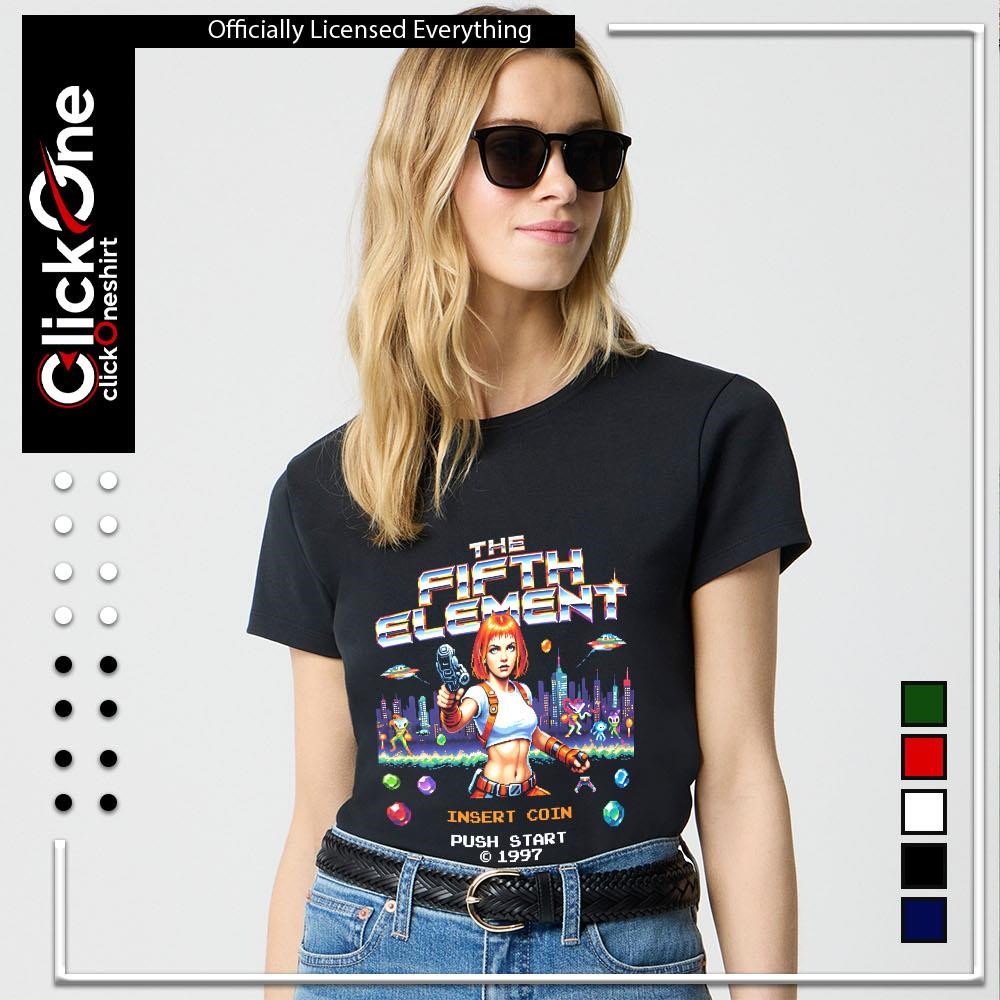 The Fifth Element insert coin push start 1997 8 bit retro shirt