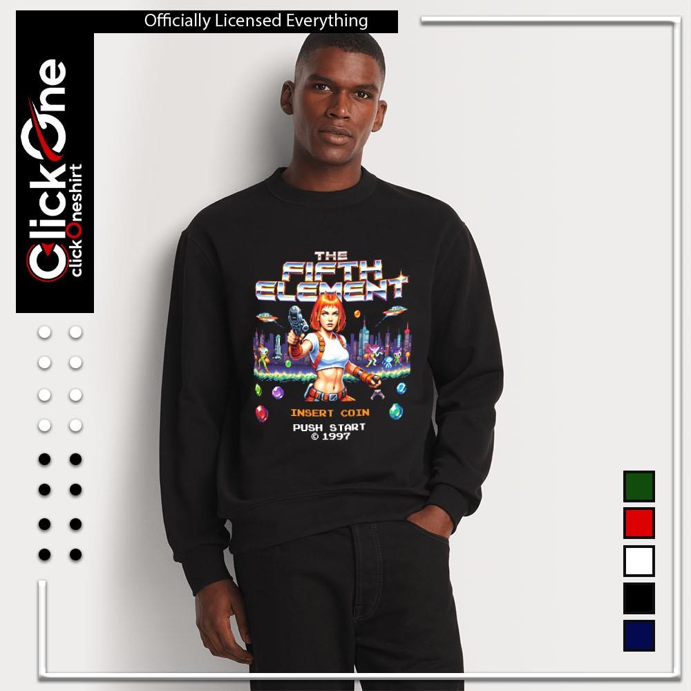 The Fifth Element insert coin push start 1997 8 bit retro shirt