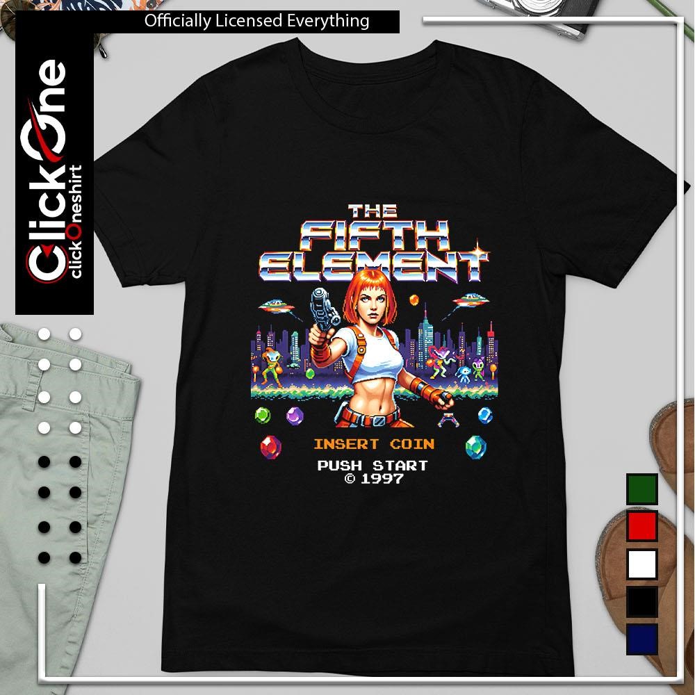 フィフスエレメント　THE FIFTH ELEMENT 1997 シャツ　 L The Fifth Element insert coin push start 1997 8 bit retro shirt